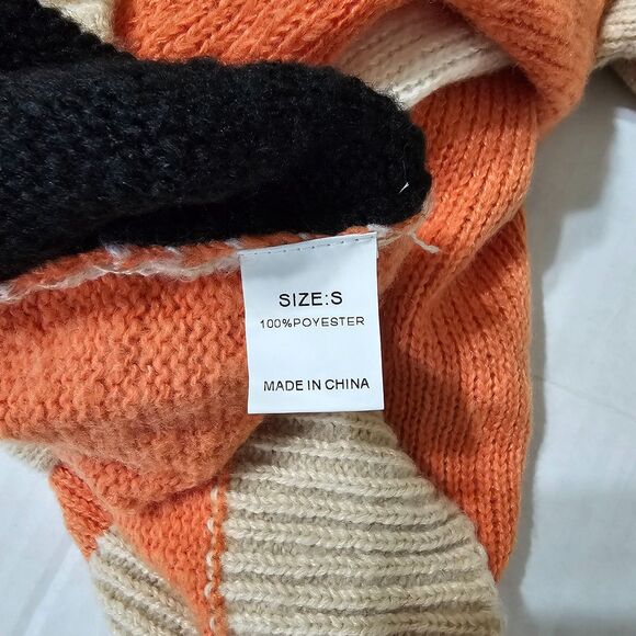 C+D+M NEW Sweater Size S Womens Orange Black Tan Button Cardigan Long Sleeve - Picture 8 of 13